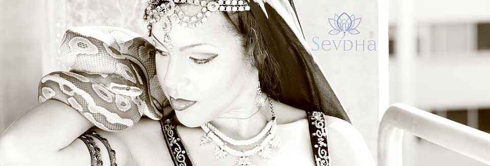bollywood dancer sevdha with snake and logo
